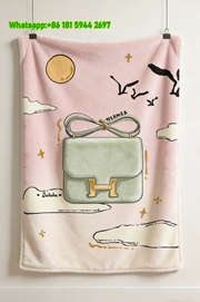 Hermes Luxury Chain Print Flannel Throw Blanket IMG_5313